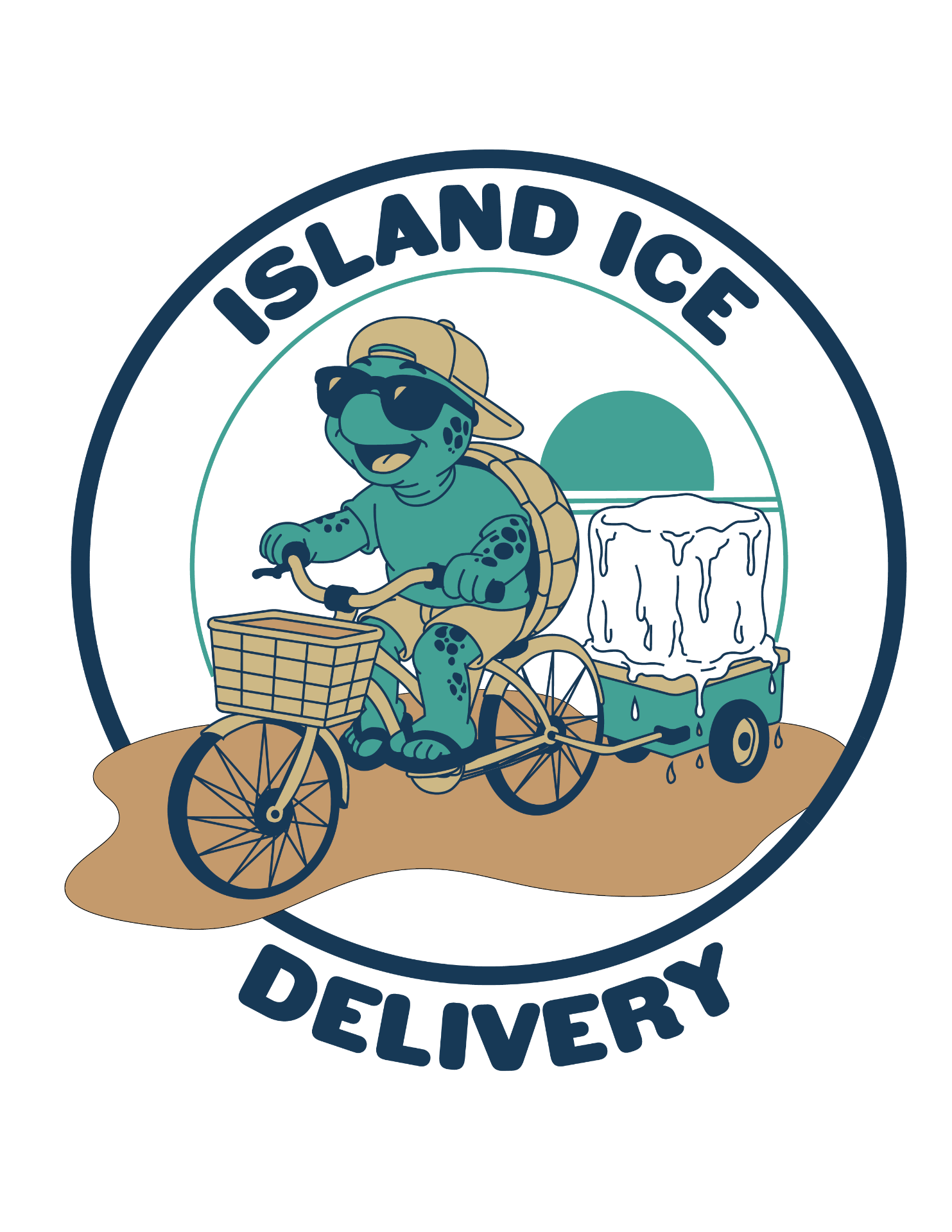 Island Ice Delivery turtle mascot logo